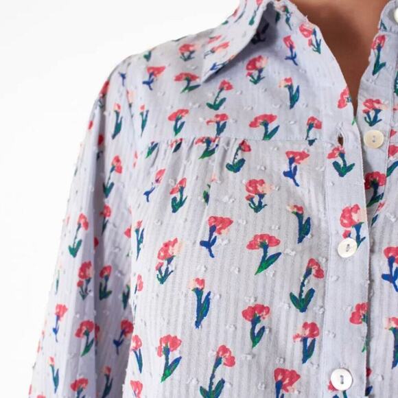 Roller Rabbit Lerida Noemie Floral Cotton Button Down Shirt Top Anthropologie XL - Picture 6 of 7